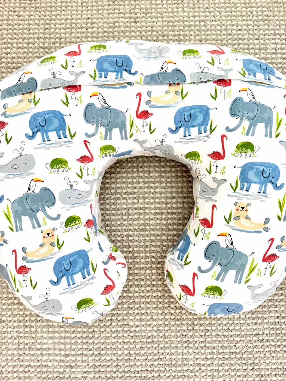 Boppy Pillow with Elephant Animal Print Cover – Baby Feeding & Support
